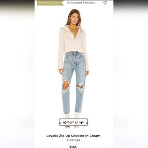 NWOT Tularosa Lovelle Zip Up Cropped Sweater SZ XS Cream